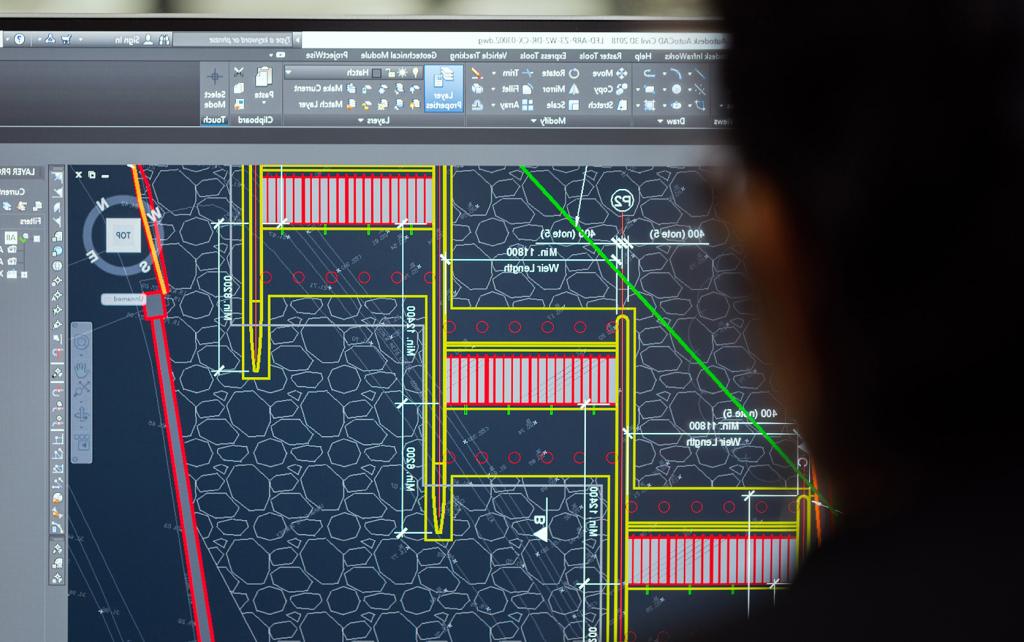 Student working on an AutoCAD project